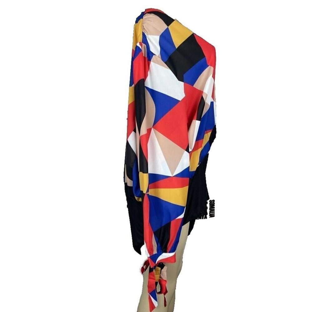 Fashion To Figure +3 Geometric Multi Surplice Neckline Long Tie Sleeve Bodysuit — image 3 of 6